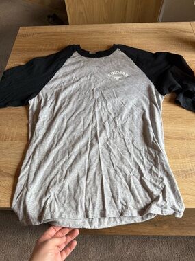 Gildan Gray & Black Raglan Tee with Chest Logo